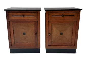 Two Art Deco Modernist Nightstands or Bedside Tables, 1920s